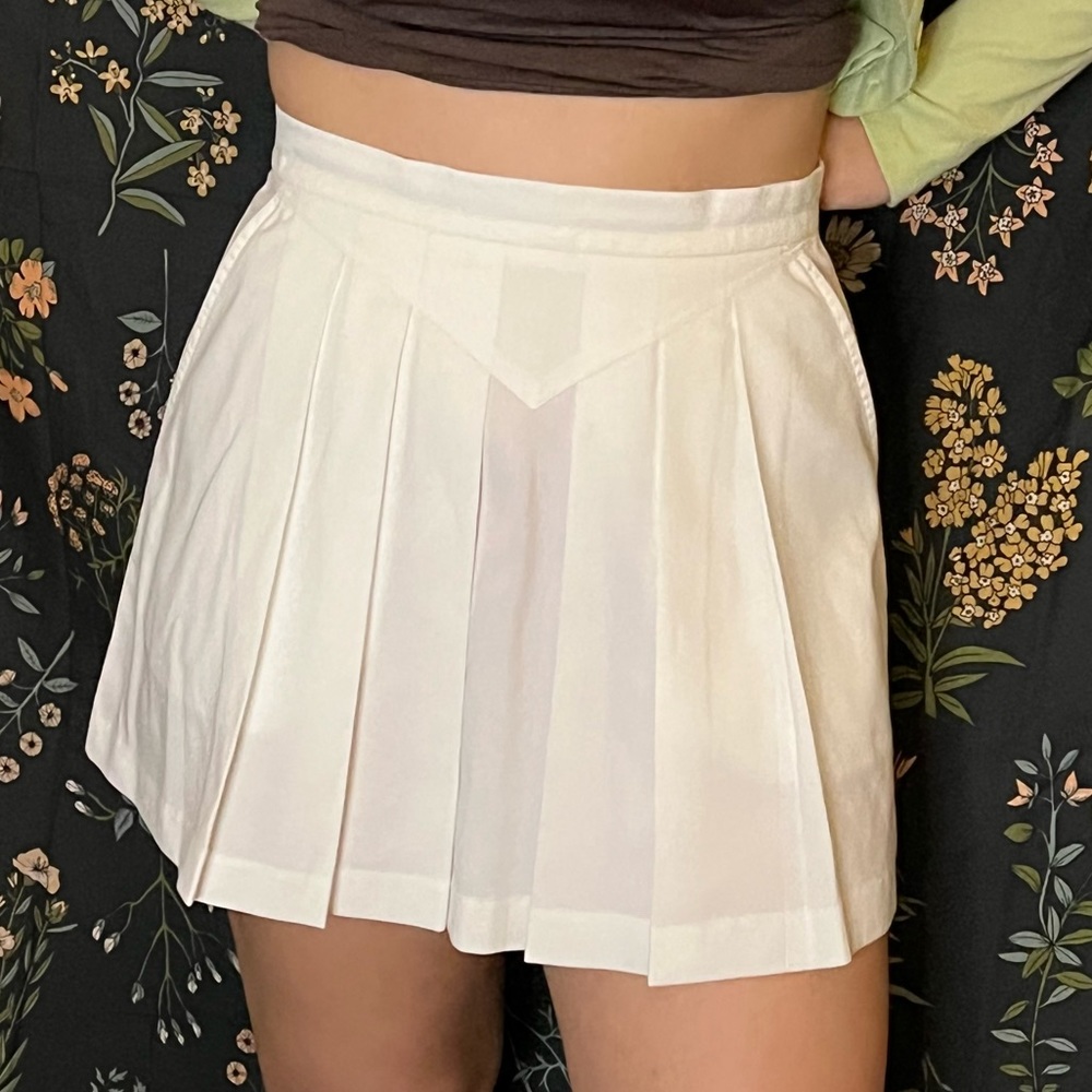 Vintage Prince White Pleated Mini Skater Skirt